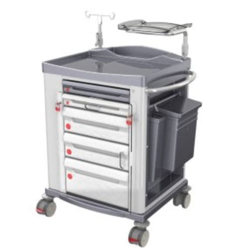 Carrinho hospitalar - KSM-EM1 - Karrel Health Solutions - de emergência / para cilindros de oxigênio / para desfibrilador