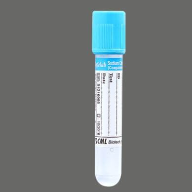 Tubo de coleta para análise da coagulação - SLD - Nac	 - CML Biotech - cilíndrico / de sangue / citrato de sódio