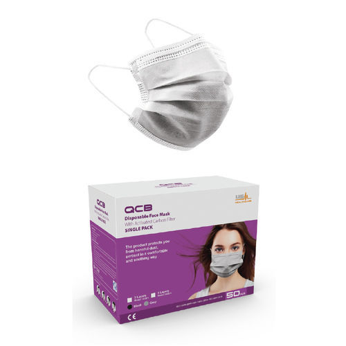 Máscara cirúrgica com filtro de carvão ativado - QCB - USM Healthcare Medical Devices Factory - tipo concha / branca / em não tecido
