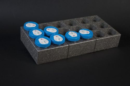 Suporte de laboratório para tubos de ensaio - PU18 - M.&G. INTL srl - para tubos de bolsas de sangue / em polipropileno