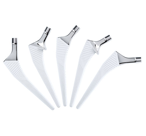 Haste femoral não cimentada - EVOK® - Amplitude Surgical - para lado direito / para lado esquerdo