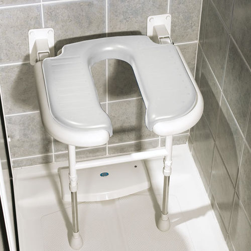Assento de banho com braços - 04100P - AKW Medicare - com encosto / de parede / com altura regulável