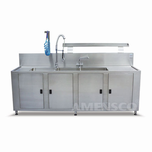 Estação de limpeza para o setor médico - IWS 3S 200 - AMENSCO MEDICAL TECHNOLOGIES - em aço inoxidável / com pia