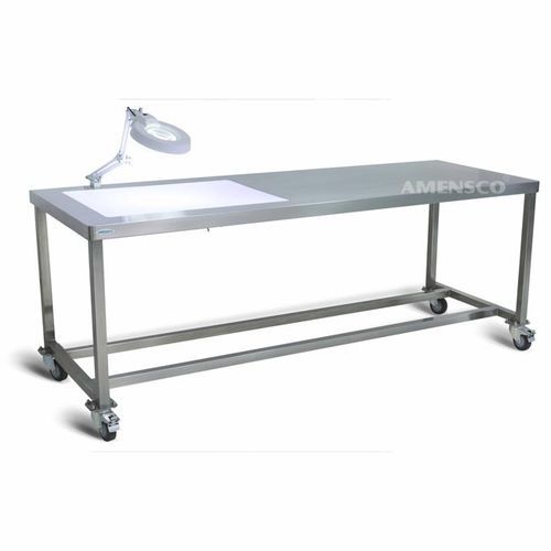 Mesa de inspeção de roupa - AMENSCO MEDICAL TECHNOLOGIES - retangular / com rodízios / dobrável