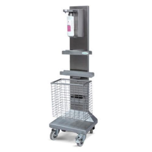 Estação de higienização com rodízios - MHS 10 - AMENSCO MEDICAL TECHNOLOGIES - com suporte para álcool-gel / com cesto / com caixa de luvas