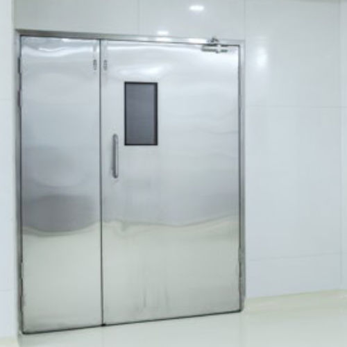 Porta para sala de cirurgia - SLD 100P - AMENSCO MEDICAL TECHNOLOGIES - de abrir / em aço inoxidável / de chumbo