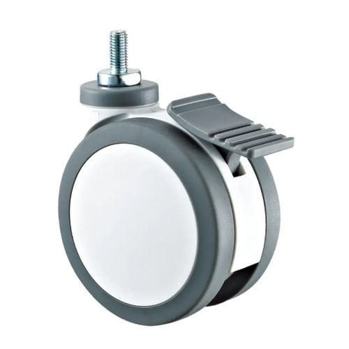 Roda para cama hospitalar - M421-075DT	 - Longfen Caster - para carrinho hospitalar / em poliuretano / com freio