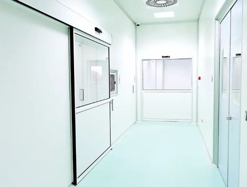Porta de proteção - Albian Group - para sala limpa / de correr / automática
