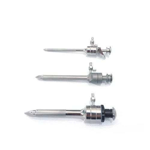 Trocarte para laparoscopia - 801.008.1 - Zhejiang Geyi Medical Instrument - com lâmina / com torneira de insuflação / com camisa