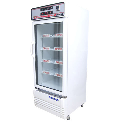 Refrigerador para banco de sangue - BR 250 - Hi Tech Instruments - vertical / com 1 porta / com porta de vidro