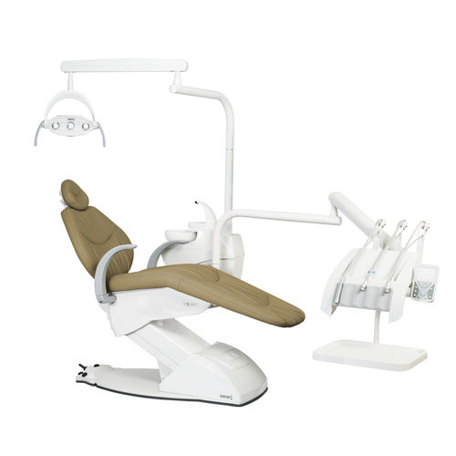 Conjunto odontológico ambidestro - S 400 H - SAEVO - com apoio de cabeça regulável / com monitor / com mesa de equipo