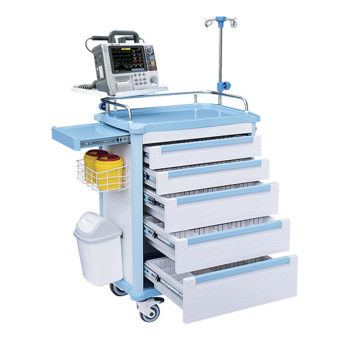 Carrinho de emergência - HS-D-01 - Shandong HESOURCE Medical Equipment - hospitalar / para instrumental / para cilindros de oxigênio