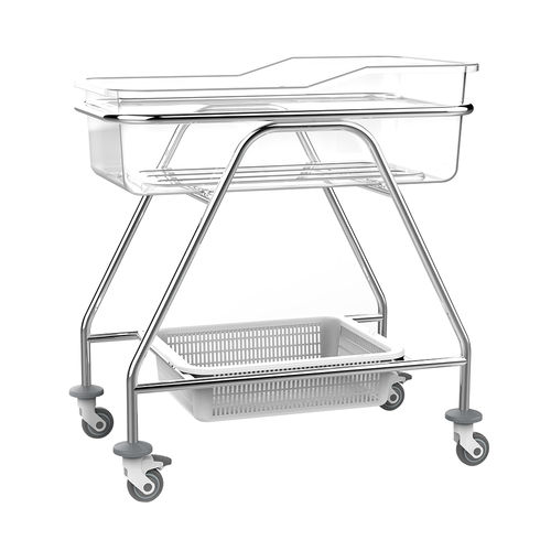 Berço hospitalar com rodízios - SS-HS-A05-II - Shandong HESOURCE Medical Equipment - com altura fixa / com compartimentos de arrumação / em aço inoxidável