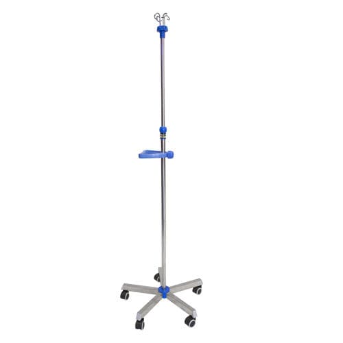 Suporte para soro com rodízios - STH381 - Abronn - 4 ganchos / em inox / em alumínio