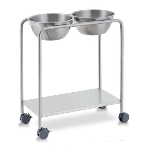Suporte de cuba para assepsia de duas cubas - BS90.04 - Inspital Medical Technology - com rodízios / em aço inoxidável
