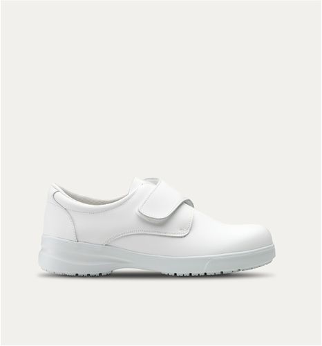Sapato hospitalar unissexo - Gamma Grip - Feliz Caminar - antiderrapante / branco / preto