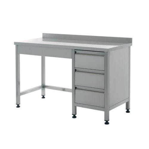 Mesa de trabalho - 203.1460 - SEBA HANDELS - retangular / em aço inoxidável / com gavetas