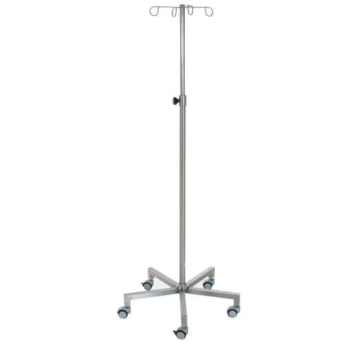 Suporte para soro com rodízios - 229.6060 - SEBA HANDELS - 4 ganchos / em inox