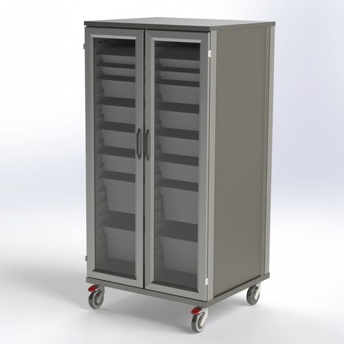 Armário com porta - 724.9072 - SEBA HANDELS - com rodízios / com cesto / em aço inoxidável