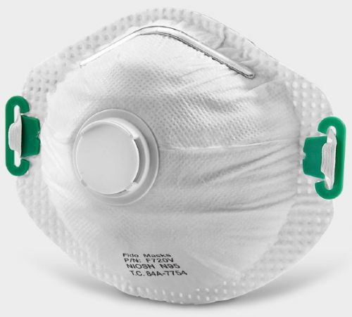 Máscara N95 - F720V - FIDO MASKS CO., LTD. - sem látex / com válvula de exalação / tipo concha
