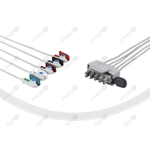 Cabo de ECG médico-hospitalar - AT5-90P - Unimed Medical Supplies - 5 vias / para Philips