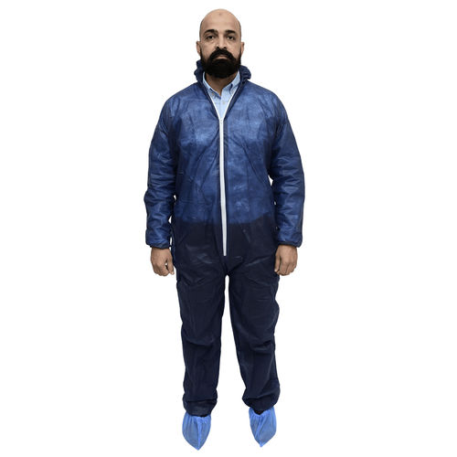 Macacão de proteção unissexo - 30 GSM Spun - FVSurgical - descartável / em não tecido / azul