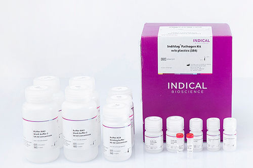 Kit de reagentes para laboratório veterinário - IndiMag Pathogen Kit w/o plastics - INDICAL BIOSCIENCE GmbH - de soro / solução tampão / de esferas magnéticas