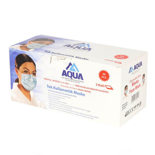 Máscara cirúrgica com filtro - Aqua Medikal - caixa de 50 unid. / azul céu / descartável