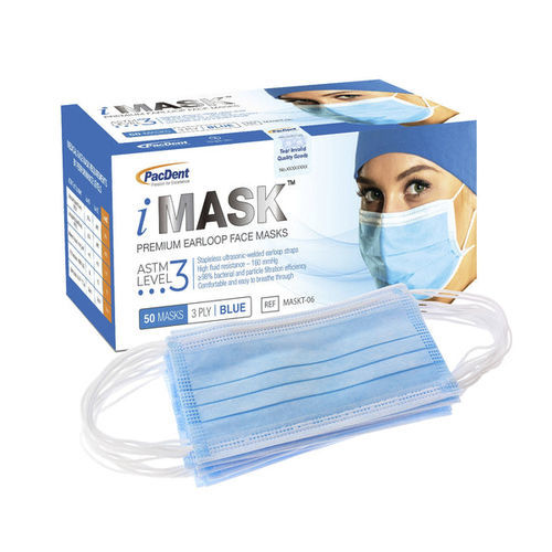 Máscara cirúrgica nível 3 - iMask™ - Pac-Dent - para adulto / caixa de 50 unid. / azul