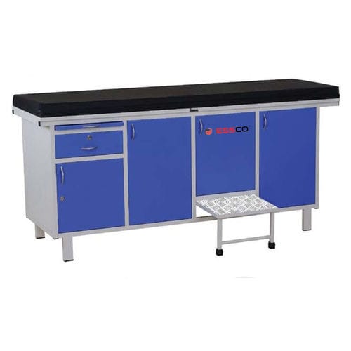 Mesa de exame manual - 255 - ESSCO - com compartimentos de arrumação / não articulada