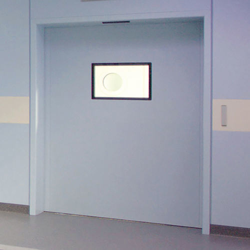 Porta de proteção - HB-SALTE series - LABEL S.p.A. - para hospital / de correr / em aço inoxidável