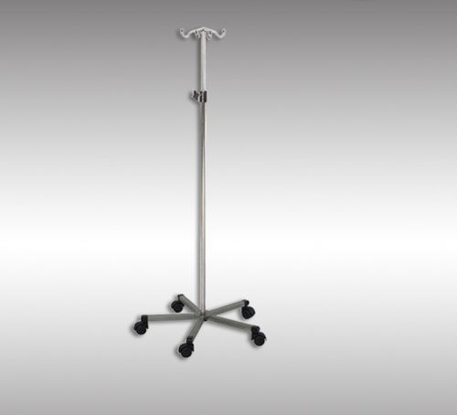 Suporte para soro com rodízios - 5809 - HYZMED Medical - 4 ganchos / em inox / com altura regulável