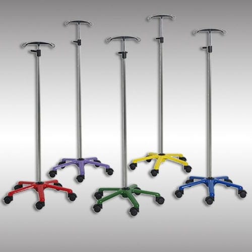 Suporte para soro com rodízios - 5810 - HYZMED Medical - 2 ganchos / em inox / em alumínio