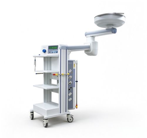 Estativa de braço com carrinho - DS240 - HYZMED Medical - para cuidados intensivos / articulado / com braço simples