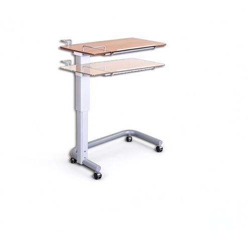 Mesa de refeição de altura regulável - HYZ5509 - HYZMED Medical - com rodízios / com ajuste de inclinação / com acionamento manual