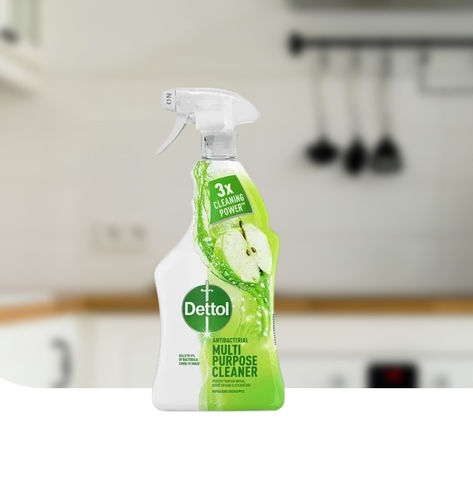 Detergente líquido - Green Apple - Dettol - 1.000 ml / à base de peróxido de hidrogênio / à base de álcool