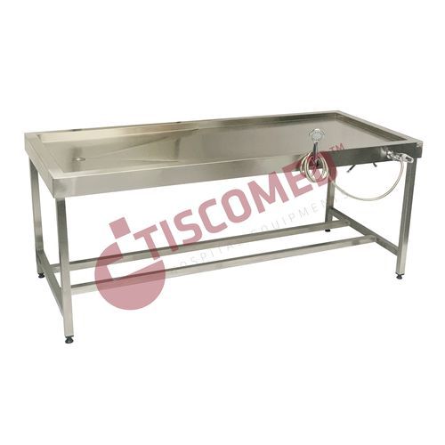 Mesa de lavagem de cadáveres - TOMU 6300 - Tiscomed - retangular / com pia / em aço inoxidável