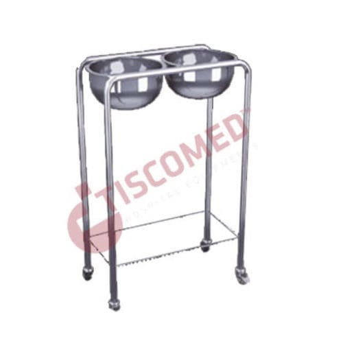 Suporte de cuba para assepsia de duas cubas - TSBO 3706 - Tiscomed - com rodízios / em aço inoxidável