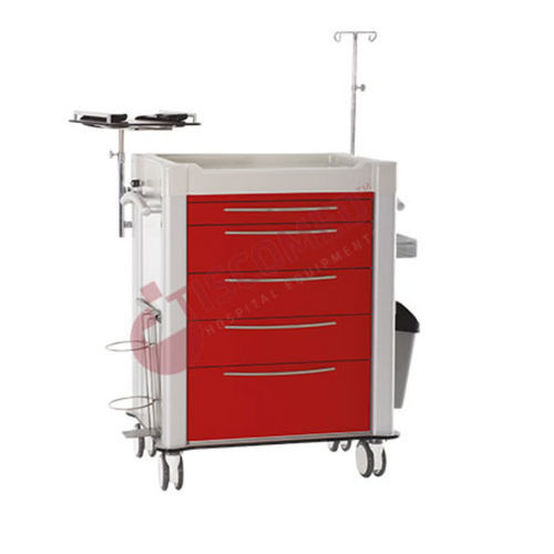 Carrinho hospitalar - TCEC 1420 - Tiscomed - para hospital / de emergência / para desfibrilador
