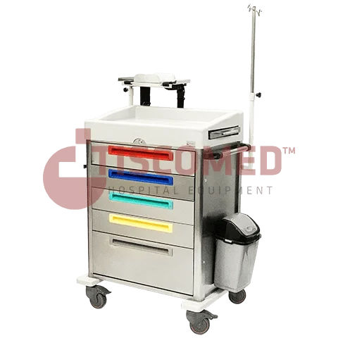 Carrinho de emergência - TCEC 1410 - Tiscomed - hospitalar / para hospital / para desfibrilador