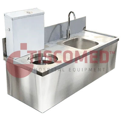 Pia médico-hospitalar - TINI 4091 - Tiscomed - com 2 postos / com escorredor / com altura fixa