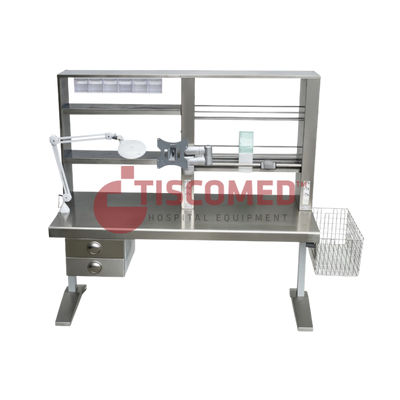Mesa de trabalho - TTVS 4810 - Tiscomed - retangular / em aço inoxidável / com gavetas