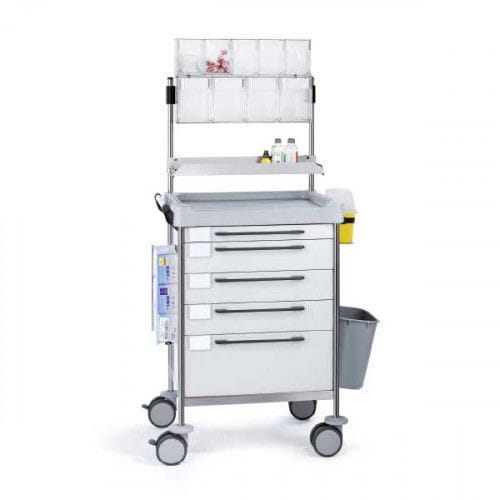 Carrinho hospitalar - INSAUSTI - Mdose - para aparelho / em aço inoxidável / 5 gavetas