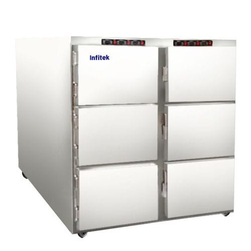 Câmara mortuária para macas de transporte de corpos - MCFR-6000 - Infitek - 6 corpos / com abertura frontal / com 6 portas
