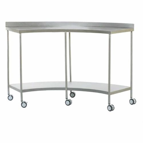 Mesa semicircular - NSS 4004 - Nuprom - com rodízios / em aço inoxidável