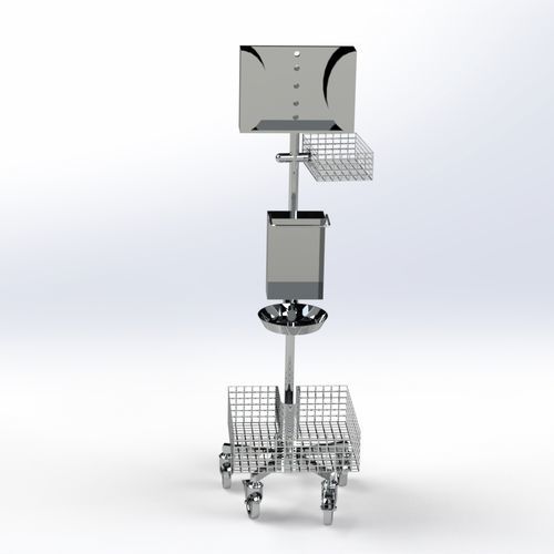 Estação de higienização com rodízios - NSS 7100 - Nuprom - com suporte para álcool-gel / com caixa de luvas / com cesto