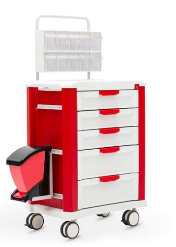 Carrinho de anestesia - NPR 3206 - Nuprom - de transporte / 5 gavetas / com lixeira