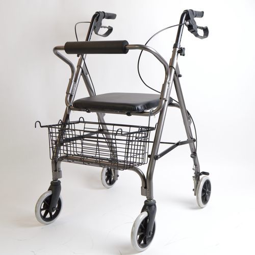 Andador com rodas de 4 rodas - YK7010 - Intco Machinery - para idosos / com assento / com cesto