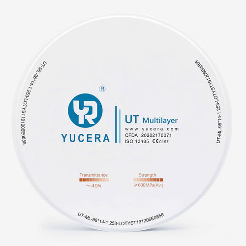 Material dentário em cerâmica - UT Multilayer - YUCERA - em zircônia / em zircônia / em dióxido de zircônio