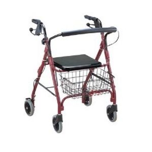Andador com rodas de 4 rodas - KR966LH-6 - Zhenjiang Kangrui Rehabilitation Equipment Co., Ltd. - estrutura de alumínio / com assento / com cesto